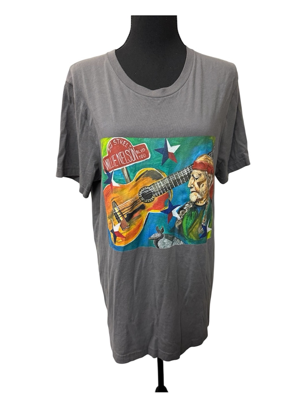 Willie Nelson Graphic Tee Bella Canvas Gray Texas Country Music Shirt Large
